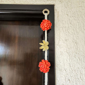 Floral Main Door Latkan Set  - Orange